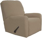 Easy-Going Recliner Stretch Sofa Slipcover Sofa Cover 4-Pieces Furniture Protector Couch Soft with Elastic Bottom Kids Spandex Jacquard Fabric Small Checks(Recliner,Natural)