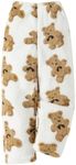 Floerns Girl's Cute Fuzzy Teddy Bear Pants Fleece Elastic Waist Wide Leg Baggy Sweatpants White 11 Years