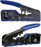 XIKKART RJ45 CAT7 Crimp Tool Kit Pass Through, CAT7/CAT6/CAT5 RJ45 Crimping Tool, Pass Thru RJ45 Crimping Tool RJ45 Crimper, For Cat7 Cat6a Cat6 Cat5e Pass Through Connectors (Multicolor)