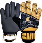 KINZIO Kids Goalkeeper Gloves Football Gloves For Boys kid’s children adult Soccer Goalie Sports Practice Gloves Protection Super Grip Palm (Gold/Black, 6)