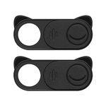 kwmobile Webcam Cover Compatible with Camera Cover - 2x Self Adhesive ABS Slider for Laptop - Black