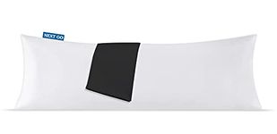 NEXTGO Microfiber Cuddle Pillow with Cover for Full Body Support and Used During Pregnancy Side and Back Sleepers - Fits (54 x 20 inches, White Pillows and (Black Cover)