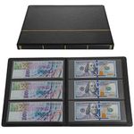 TsunNee Paper Money Collection Album 60 Pockets, Leather Cover Currency Collection Holder Book, Double-sided Paper Money Storage Album, Bill Commemorative Money Penny Holder for Collectors, Black