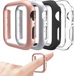 Mugust 4 Pack Compatible for Apple Watch Case 40mm Series SE 6 5 4 [NO Screen Protector], Hard PC Protective Case Bumper Cover Frame Compatible for iWatch 40mm, Rose Gold/Silver/Black/Clear