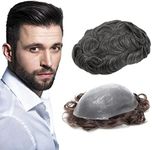 gexworldwide GEX 62 Colors Toupee For Men 0.04mm Ultra Thin Skin V-loop 8x10 Inches Human Hair HairPiece Natural Black With 40% Grey Hair Light Density Wig Replacement Systems(#1B40)