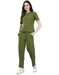 SIRIL Women's Co-Ord Set Lycra Top And Trouser Pant Set |Two Piece Co-ord Set | Office wear Co-ord Set (707CTK11661-XL_Green)