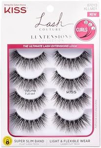KISS Lash Couture LuXtensions Collection False Eyelashes Multipack, Flat Lash Technology, Super Slim Lash Band, Real Lash Extension Fibers, Reusable Strip Lashes, Volume Full Set', 4 Pairs, Black