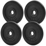 KK Cast iron Weight Plate Set. 1 Inch Cast iron Weight Disc Pair. 2 x 2.5kg, 5kg or 10kg Barbell Weight Plates. Dumbbell Plates for Home or Gym Training or Weightlifting. (4 X 0.5KG)