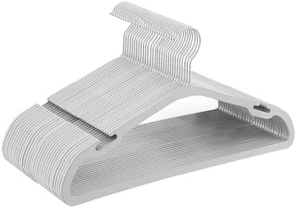 SONGMICS Coat Hangers, Pack of 30, Heavy-Duty Plastic Hangers, with Wide Shoulder Notches, Trousers Bar, 360° Swivel Hook, Space-Saving, 41.6 x 21.4 cm, for Wardrobe, Grey CRP065G01