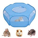 Small Animal Cage, Pet Playpen, Play Tent with Top Cover, Bedding Fence, Portable Pen for Hamster, Guinea Pig, Rabbit/Bunny, Puppy, Ferret, Rat, Cat, Chinchilla, Bearded Dragon, Hedgehog (cover, blue)