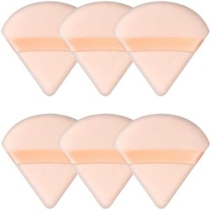 Pimoys 6 Pieces Powder Puff Triangle Makeup Powder Puffs for Face Powder Setting Powder Cosmetic Foundation Blending Sponge Beauty Makeup Tool, Beige