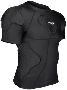 TIAXU TIAXU Men's Padded Shirt Football Chest Rib Protector Heart Sternum Guard Compression Shirt with Shoulder Back Rib Pads for Adult Football Basketball Baseball Softball Rugby