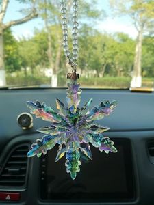 JIE LISHUN Crystal Flower Car Mirror Hanging Ornament Auto Interior Accessories Pendant Lucky Crystal Auto Interior Decoration (Multicolor01)