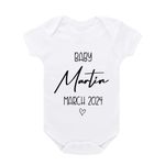 Customizable Baby Bodysuits - Baby Coming - Pregnancy Announcement - White/Short sleeve - 100% cotton - Newborn/3M size (Baby Coming (with date))