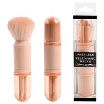 4 in 1 Retractable Makeup Brush Set with Holder, ABEUTY Multifunctional Cosmetic Makeup Brushes Portable Facial Powder Eyeshadow Brushes for Travel (Pink)