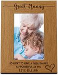 Personalised Great Nanny Love Heart Engraved Photo Frame Gift (4 x 6 Inch)