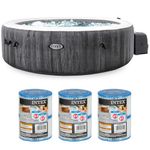 Intex PureSpa Greywood Deluxe 85" x 25" Outdoor Portable Inflatable 6 Person Round Hot Tub Bubble Jet Spa with 6 Type S1 Pool Filter Cartridges