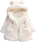 Arssm Girls Winter Warm Coats Kids Fleece Jacket Clothes Ear Hooded Faux Fur Thicken Outerwear(Beige-4Y)