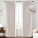 INOVADAY 100% Blackout Curtains for Bedroom, Thermal Insulated Linen Blackout Curtains 72 Inch Length 2 Panels Set, Back Tab/Rod Pocket Room Darkening Curtains for Bedroom, Nursery - Beige, W50 X L72