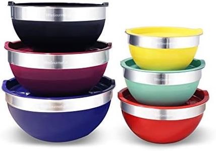 Elite Gourmet EBS-0012 12-Piece Stainless Steel Interior Colored Stackable Nesting Mixing Bowls with Airtight Lids (Set of 6) Space Saving Food Storage, Baking, Melting Chocolate, Multi-Colors