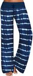 X-Image Women's Pajamas Pants Tie Dye Printed Comfy Casual Nightwear Lightweight Stretch Loungewear Yoga Pants Plus Size Dark Blue 3, XXX-Large