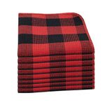 PurpleEssences Waffle Weave Kitchen Dish Cloths 100% Cotton, Ultra Soft Absorbent Quick Drying Dish Towels, 12x12 Inches, 8-Pack - (12" X 12", Red Black)