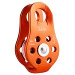 TRIWONDER 20kN Climbing Pulley Rescue Pulley Single Sheave Aluminum Fixed Eye Rock Rope Pulley (Orange)