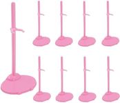 10 PCS Acrylic Doll Stands, Small Doll Display Stands with Adjustable Waist Clip, Transparent Doll Support Stand, Mini Doll Holder Stand for 11 to 13 Inch Dolls Action Figure Stand Doll Accessories (Pink)