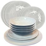 Liberty Murano 12 Piece Melamine Dinner Set - Camping Essentials, Plates and Bowls Set, Durable and Lightweight Tableware for Home, Picnic, Caravanning, and Outdoor Adventures