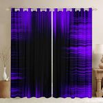 Bedluxy Abstract Ombre Window Curtains Purple and Black Window Dreapes for Kids Boys Girls Geometric Artistic Smear Blackout Curtains(30%-50%) Geometry Stripes Window Treatments W46*L72