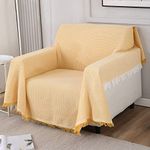 HOKIPO Polycotton Thick And Soft Sofa Cover Throw Blanket 1 Seater, 180 (D) X 180 (L) Cm (Ar-4638-N5), Yellow