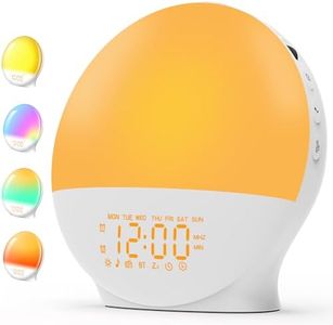 Upgraded Wake-up Light, Smart Sleep Alarm Clock for Kids Adults, Sunrise Sunset Simulation, 7 Natural Sound Machine,FM Radio, 7 Colors LED Night Light, Bedroom Decor Sleep Aid for Hard Sleepers
