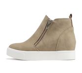 Soda Womens Taylor Nubuck Hight Top Slip On Fashion Sneakers, Taupe Nbpu, 9 UK