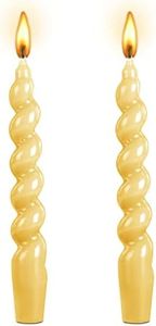 Berkebun Yellow Spiral Taper Candle H-7.5inch -Set of 2 Tapered Candles, Smokeless Candle,Long Candle,Tall Candlesticks, Home Dinner, Party, Wedding, Halloween, Churches,Christmas(2, Yellow)