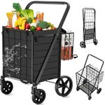 Grocery Utility Flat Folding Shopping Cart with 360° Rolling Swivel Wheels Heavy Duty & Light Weight Extra Large Utility Cart (Jumbo)