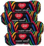 Red Heart Super Saver Yarn (4-Pack of 5oz Skeins) (Primary Stripe)