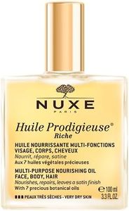 NUXE Huile Prodigieuse Riche Nourishing Oil - Intense Hydration & Luxurious Radiant Glow for Face, Body & Hair, 3.3 Fl.Oz