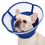 Kuoser Dog Cone, Soft Dog Cone Collar for After Surgery, Adjustable Pet Cone for Dogs to Stop Licking, Breathable Dog Cones for Medium Dogs, Elizabethan Collar for Wound Care Spay Neuter, Blue M