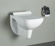 KrissKross Premium Ceramic Wall Mounted, Commode,Western Toilet, Wall Hung, Water Closet with Slow Motion Soft Close Seat Cover P Trap Outlet is from Wall (White)
