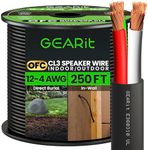 GearIT 12/4 Speaker Wire (250 Feet) 12AWG Gauge, Black 4-Conductors/Outdoor Direct Burial in Ground/in Wall / CL3 CL2 Rated - OFC Oxygen-Free Copper, Black 250ft