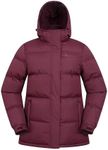 Mountain Warehouse Snow Womens Padded Jacket - Warm Water-resistant Full-zip Coat with Microfibre insulation - Best for Autumn Winter, Outdoors, Travelling & Hiking, Burgundy, 16 Plus