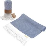 Smyrna Original Turkish Beach Towel | 100% Genuine Cotton, Prewashed, 37 x 71 Inches | Peshtemal and Turkish Bath Towel for SPA, Beach, Pool, Gym and Bathroom (Azure)
