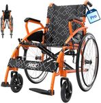 Upgraded 25 Lightweight Foldable Transport Wheelchair, Double-Brake Design Wheelchair with Self-Propelled for Seniors with 23.6-Inch Large Rear