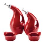Rachael Ray Serveware Ceramics EVOO and Ramekin Dipper Set, 4 Piece, Red