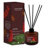 Soul & Scents Coffee Reed Diffuser Set|Free 6 Fiber Reed Sticks|Toxin Free & Stress Relief|Fine-Living Natural Fragrance|Long Lasting|Smoke Less Room Freshener for Home, Bedroom|120 ml