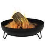 Sunnydaze Steel Outdoor Wood-Burning Fire Pit Bowl - 23-Inch Bonfire Pot - Patio & Backyard Fireplace - Black