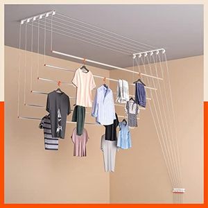 Bathla Mobidry EXA (6 Feet x 6 Pipes) Heavy Duty Ceiling Cloth Dryer | Stainless Steel, Individual Dropdown | Space Saving & Easy Drying | for Balcony & Passage
