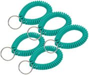 Lucky Line 5 x Spiral Wrist Spool with Steel Key Fob Flexible Stretch to 12" Teal (4103805)