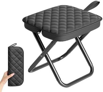 NEKSKA Foldable Backpack Stool Portable Folding Chair for Adults, Collapsible Camping Stool with Carry Strap & Storage Pouch, Heavy Duty Compact Travel Seat for Hiking Fishing Outdoor (Black)