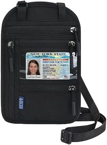 Travel Neck Wallet with RFID Blocking for Women & Men, Passport Holder, Anti-Theft Slim Neck Pouch (Black)